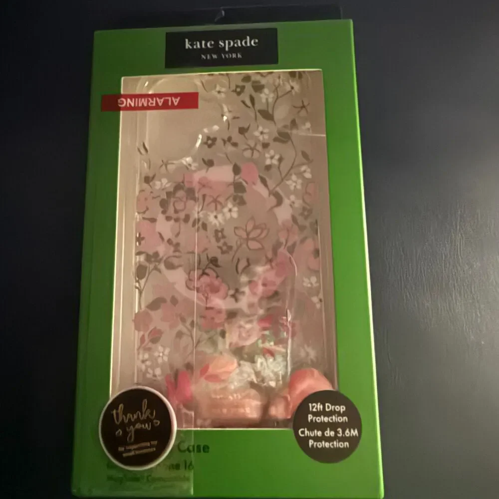 Kate Spade NWB iPhone 16 Case Compatible with MagSafe Pink Flower Bed